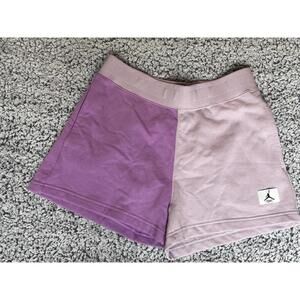 Jordan Womens M Fleece Shorts Purple Pink Colorblock Loose Fit NWT